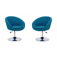 Manhattan Comfort 2-AC036-BL Hopper Blue and Polished Chrome Wool Blend Adjustable Height Chair (Set of 2)